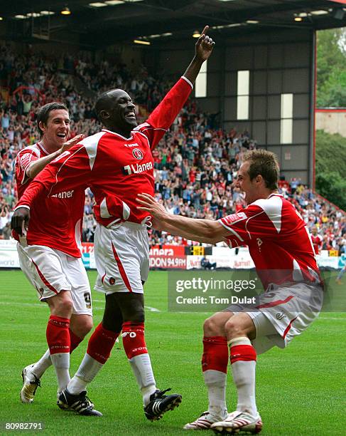 Chris Powell of Charlton Athletic celebrates after scoring fourth goal during the Coca Cola Championship match between Charlton Athletic and Coventry...