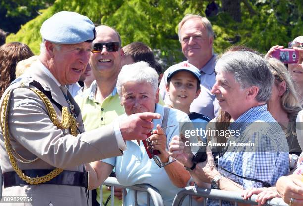 Prince Charles, Prince of Wales, Colonel-in-Chief, Army Air Corps, meets the public during a visit to Salisbury Cathedral to celebrate the Army Air...