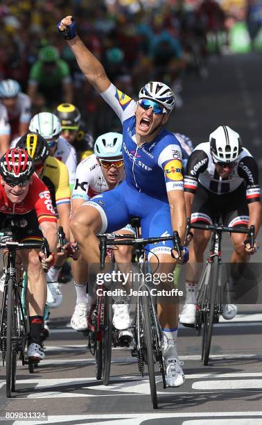 Marcel Kittel of Germany and Quick Step Floors celebrates winning stage 6 of the Tour de France 2017, a stage between Vesoul and Troyes on July 6,...