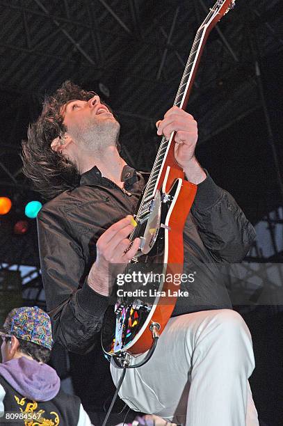 Ryan Blackinton of the band Cobra Starship performs at the mtvU's Campus Invasion Music Tour 08' at Penn's Landing on May 3, 2008 in Philadelphia,...