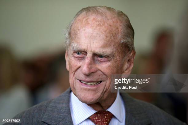 The Duke of Edinburgh attends the Presentation Reception for The Duke of Edinburgh Gold Award holders in the gardens at the Palace of Holyroodhouse...