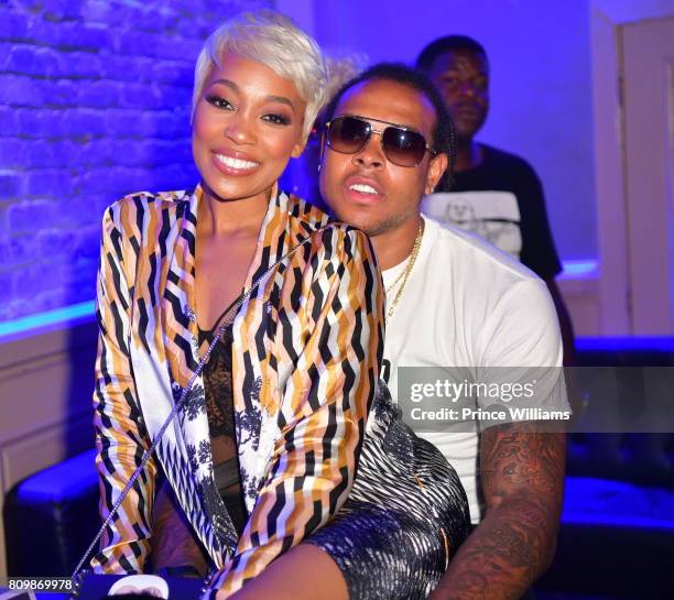 Singer Monica and Shannon Brown attend the "Shades of Black weekend Climax" Party at Metropolitan Nightclub on July 3, 2017 in New Orleans, Louisiana.