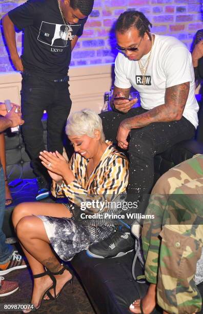 Singer Monica and Shannon Brown attend the "Shades of Black weekend Climax" Party at Metropolitan Nightclub on July 3, 2017 in New Orleans, Louisiana.