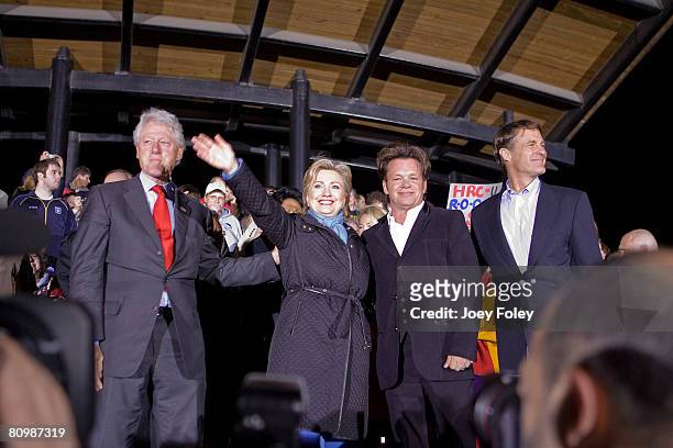 Former US president Bill Clinton,Democratic presidential hopeful New York Senator Hillary Rodham Clinton,singer John Mellencamp,and Indiana Governor...