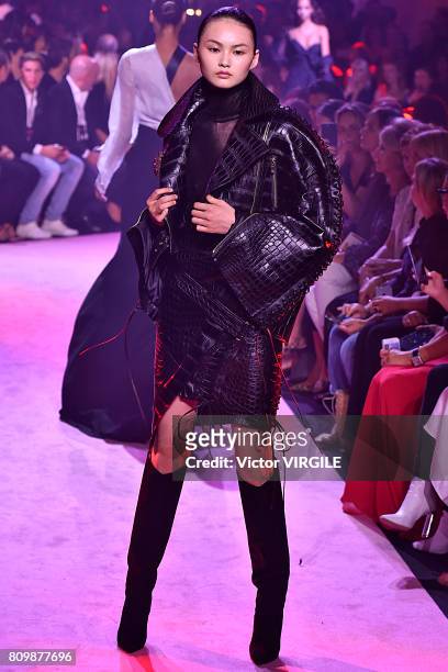 Model walks the runway during the Alexander Vauthier Haute Couture Fall/Winter 2017-2018 show as part of Haute Couture Paris Fashion Week on July 4,...