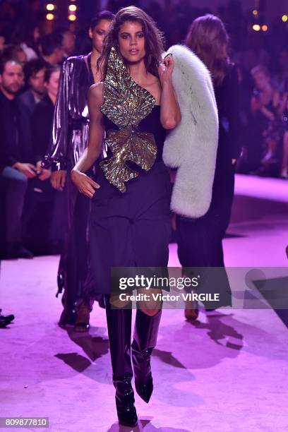 Model walks the runway during the Alexander Vauthier Haute Couture Fall/Winter 2017-2018 show as part of Haute Couture Paris Fashion Week on July 4,...