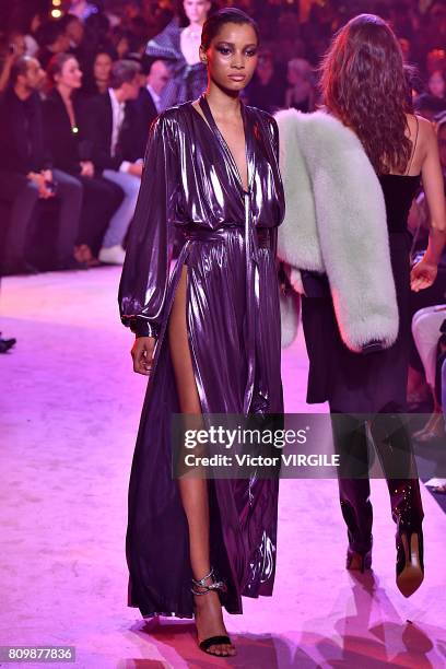 Model walks the runway during the Alexander Vauthier Haute Couture Fall/Winter 2017-2018 show as part of Haute Couture Paris Fashion Week on July 4,...