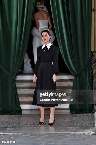 Fashion designer Ulyana Sergeenko walks the runway during the Ulyana Sergeenko Haute Couture Fall/Winter 2017-2018 show as part of Haute Couture...