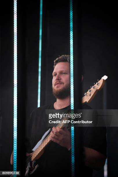 British singer and guitarist Joe Newman, from the British band Alt-J, performs during a concert at the 11th Alive Festival in Oeiras, near Lisbon on...