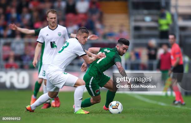 Cork , Ireland - 6 July 2017; Sean Maguire of Cork City in action against Igor Dudarev of Levadia Tallinn during the Europa League First Qualifying...