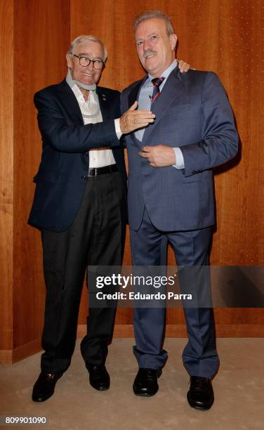 Francisco Luzon and Manuel Campo Vidal attend the 'Periodismo Cientifico Concha Garcia Campoy' awards at Mapfre Foundation on July 6, 2017 in Madrid,...