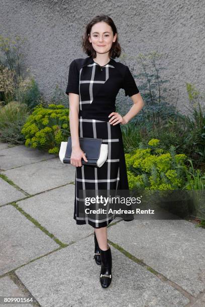 Lea van Acken arrives to the Hugo Boss presentation during 'Der Berliner Mode Salon' Spring/Summer 2018 at St. Agnes Church on July 6, 2017 in...