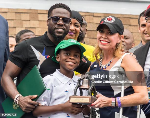 Actor/comedian Kevin Hart and son Hendrix Hart attend City of Philadelphia celebrates 'Kevin Hart Day' with Birthday Celebration and Mural Dedication...