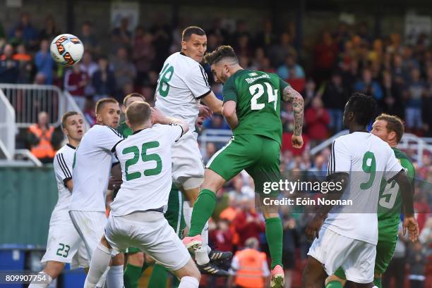 Cork , Ireland - 6 July 2017; Sean Maguire of Cork City scores his side's fourth goal during the Europa League First Qualifying Round Second Leg...