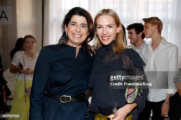 Dorothee Schumacher and Julia Dietze attend the Dorothee Schumacher show during the Mercedes-Benz Fashion Week Berlin Spring/Summer 2018 at Kaufhaus...