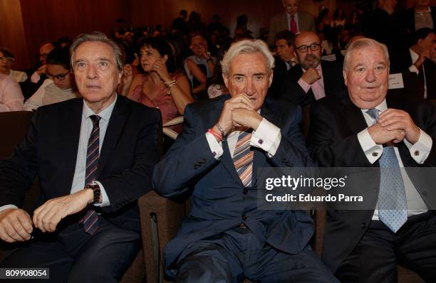 Inaki Gabilondo, Luis del Olmo and Ramon Sanchez Ocana attend the 'Periodismo Cientifico Concha Garcia Campoy' awards at Mapfre Foundation on July 6,...