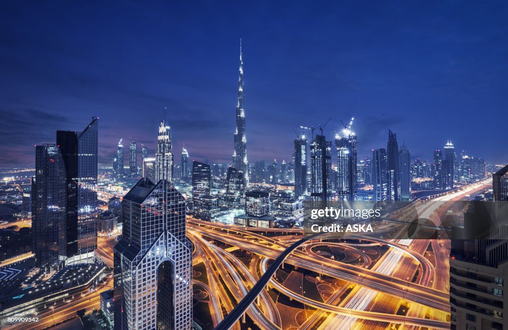 Modern skyscrapers in Downtown Dubai, Dubai, United Arab Emirates