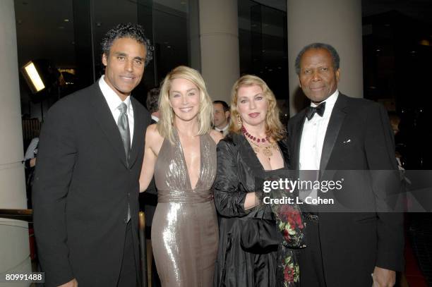 Rick Fox, Sharon Stone, guest and Sidney Poitier