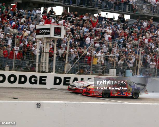 Ricky Craven edged Kurt Busch by .002 of a second in the 2003 Carolina Dodge Dealers 400, to post the closest finish in NASCAR Cup Series history....