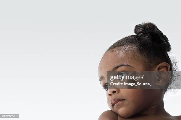 baby girl thinking - african american baby girls stock pictures, royalty-free photos & images
