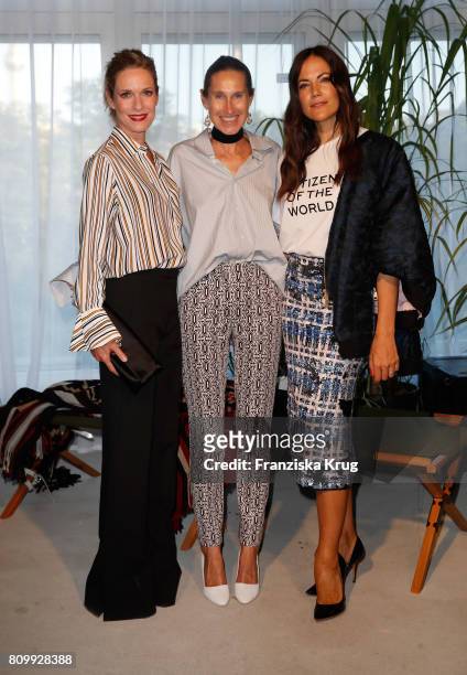 Lisa Martinek, Anette Weber and Bettina Zimmermann attend the Dorothee Schumacher show during the Mercedes-Benz Fashion Week Berlin Spring/Summer...
