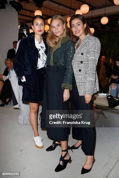 Sylvia Haghjoo, Tine Andrea and Julia Haghoo attend the Dorothee Schumacher show during the Mercedes-Benz Fashion Week Berlin Spring/Summer 2018 at...