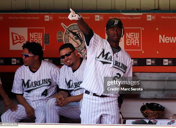 Shortstop Hanley Ramirez of the Florida Marlins takes on the San Diego Padres at Dolphin Stadium on May 4, 2008 in Miami, Florida. The Marlins...