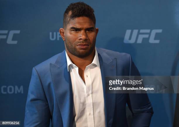 Alistair Overeem of England speaks to the media during the UFC 213 Ultimate Media Day at T-Mobile Arena on July 6, 2017 in Las Vegas, Nevada.