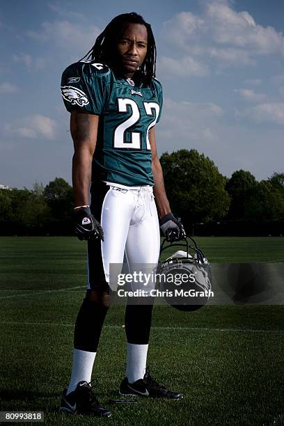 Philadelphia Eagles player Asante Samuel poses for portraits April 30,2008 at the NovaCare Training Facility in Philadelphia, Pennsylvania.