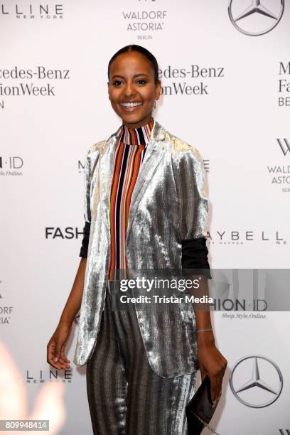 Sara Nuru attends the Dorothee Schumacher Show during the Mercedes-Benz Fashion Week Berlin Spring/Summer 2018 at Kaufhaus Jandorf on July 7, 2017 in...