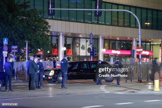 The Beast, the name of the car carrying US president Donald Trump is seen arriving at the Marriott hotel in Warsaw on 5 July, 2017.