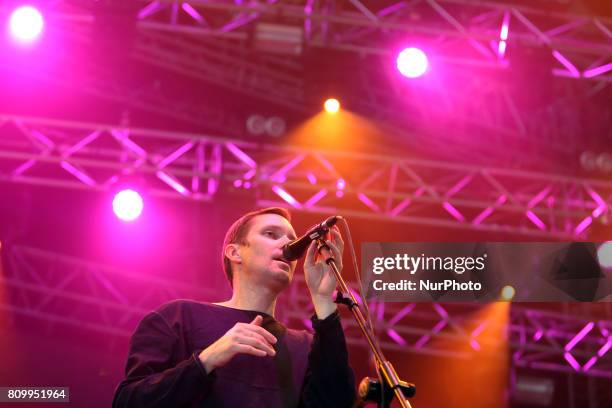 Amp;B musical duo Rhye perform at the NOS Alive music festival in Lisbon, Portugal, on July 6, 2017. The NOS Alive music festival runs from July 6 to...