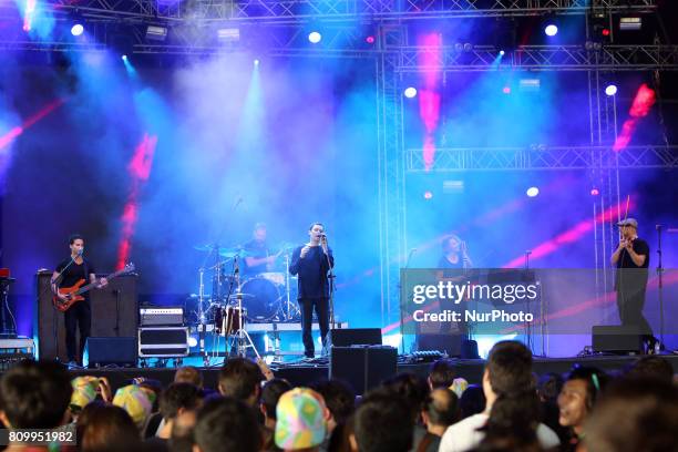 Amp;B musical duo Rhye perform at the NOS Alive music festival in Lisbon, Portugal, on July 6, 2017. The NOS Alive music festival runs from July 6 to...