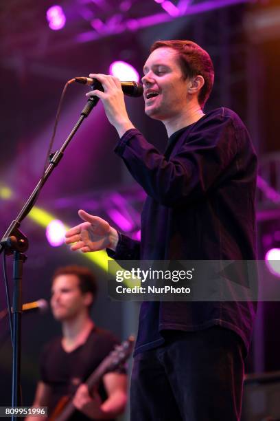 Amp;B musical duo Rhye perform at the NOS Alive music festival in Lisbon, Portugal, on July 6, 2017. The NOS Alive music festival runs from July 6 to...