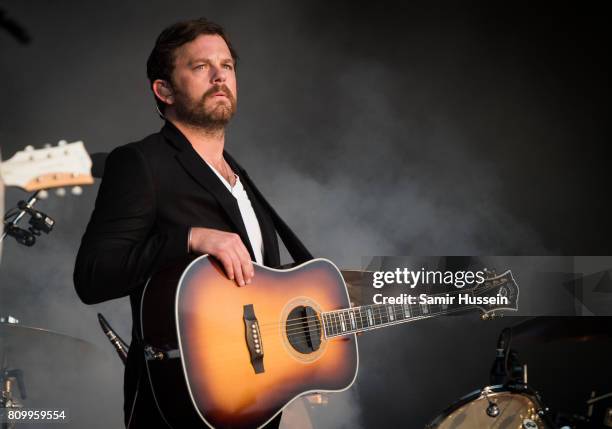 Caleb Followill of Kings Of Leon performs on stage at the Barclaycard Presents British Summer Time Festival in Hyde Park on July 6, 2017 in London,...