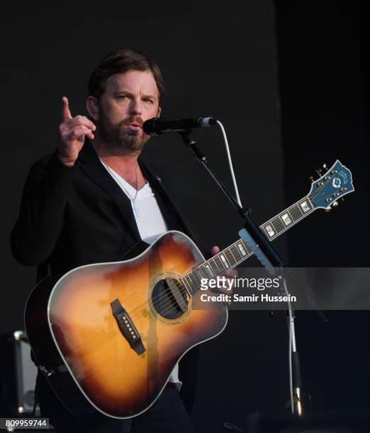 Caleb Followill of Kings Of Leon performs on stage at the Barclaycard Presents British Summer Time Festival in Hyde Park on July 6, 2017 in London,...