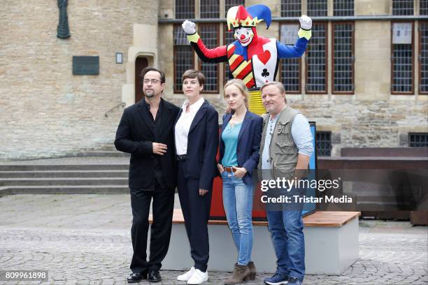 Jan Josef Liefers, Viktoria Mayer, Friederike Kempter and Axel Prahl during the 'Tatort - Gott ist auch nur ein Mensch' On Set Photo Call on July 5,...