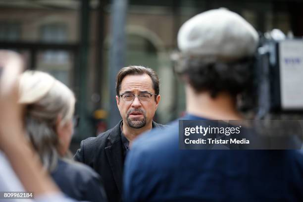 Jan Josef Liefers during the 'Tatort - Gott ist auch nur ein Mensch' On Set Photo Call on July 5, 2017 in Muenster, Germany.