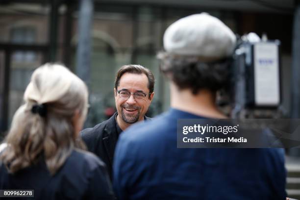 Jan Josef Liefers during the 'Tatort - Gott ist auch nur ein Mensch' On Set Photo Call on July 5, 2017 in Muenster, Germany.