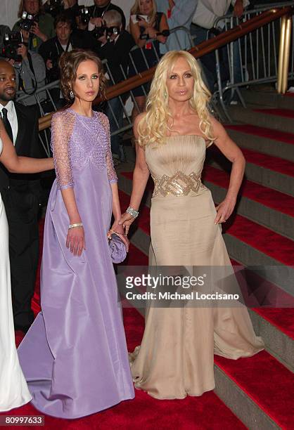 Designer Donatella Versace and daughter Allegra Versace attend the Metropolitan Museum of Art Costume Institute Gala "Superheroes: Fashion And...