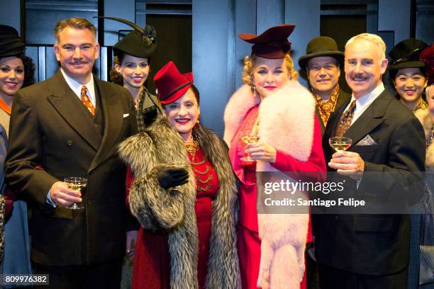 Douglas Sills, Patti Lupone, Christine Ebersole, John Dossett and the cast of "War Paint" celebrate the 100th performance on broadway at Nederlander...