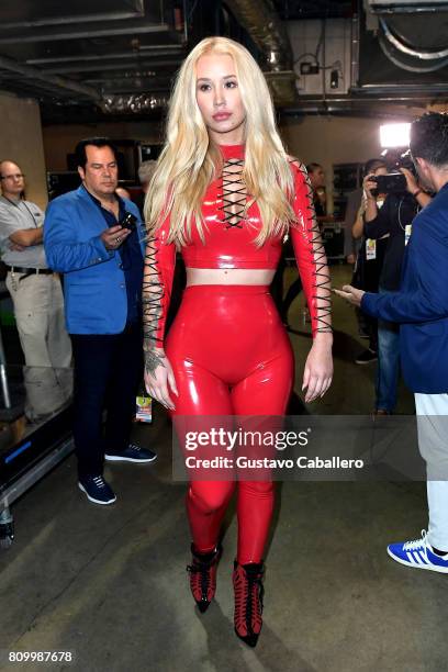 Iggy Azalea is seen backstage during Univision's "Premios Juventud" 2017 Celebrates The Hottest Musical Artists And Young Latinos Change-Makers at...