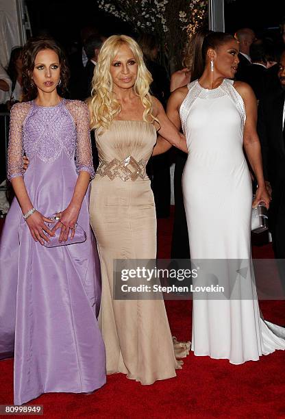 Allegra Versace, designer Donatella Versace, and singer/actress Janet Jackson arrive at the Metropolitan Museum of Art Costume Institute Gala,...