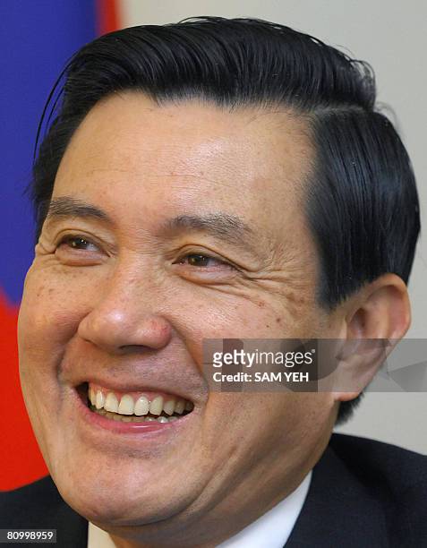 Taiwan's president-elect Ma Ying-jeou speaks during an interview by AFP at the Kuomintang headquarters in Taipei on May 06, 2008. Ma Ying-jeou told...