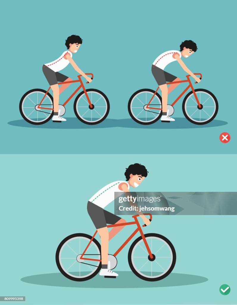 Best And Worst Positions For Riding Bike Body Posture Illustration High ...