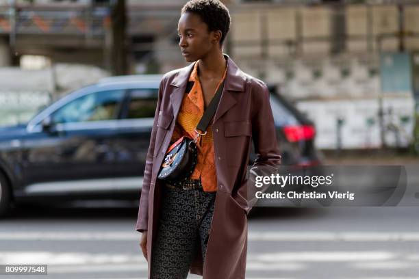 Model during the Mercedes-Benz Fashion Week Berlin Spring/Summer 2018 at Kaufhaus Jandorf on July 6, 2017 in Berlin, Germany.