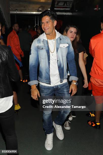 Chino is seen backstage during Univision's "Premios Juventud" 2017 Celebrates The Hottest Musical Artists And Young Latinos Change-Makers at Watsco...