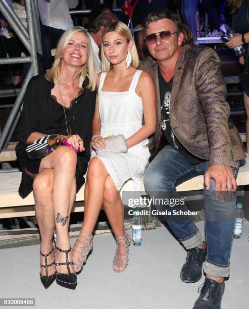 Hans Sigl and his wife Susanne Sigl and step daughter Joana during the 50th anniversary celebration of Marc O'Polo at its headquarters on July 6,...