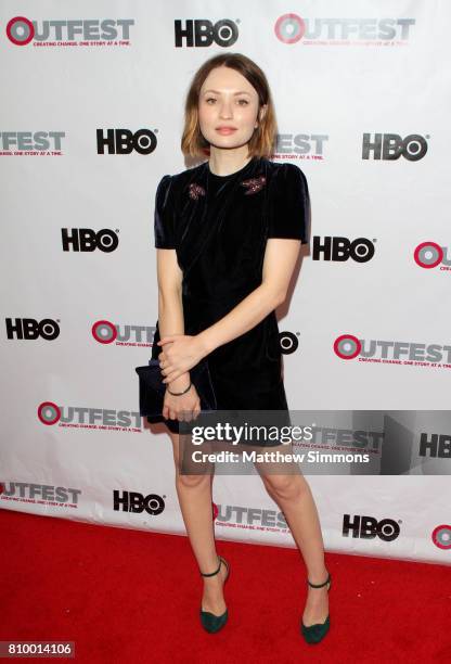 Actress Emily Browning attends the opening night gala of 'God's Own Country' at the 2017 Outfest Los Angeles LGBT Film Festival at Orpheum Theatre on...