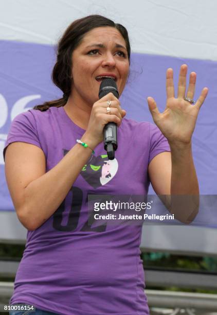 Jennifer DiNoia from the cast of Wicked performs at 106.7 Lite FM's Broadway In Bryant Park on July 6, 2017 in New York City.
